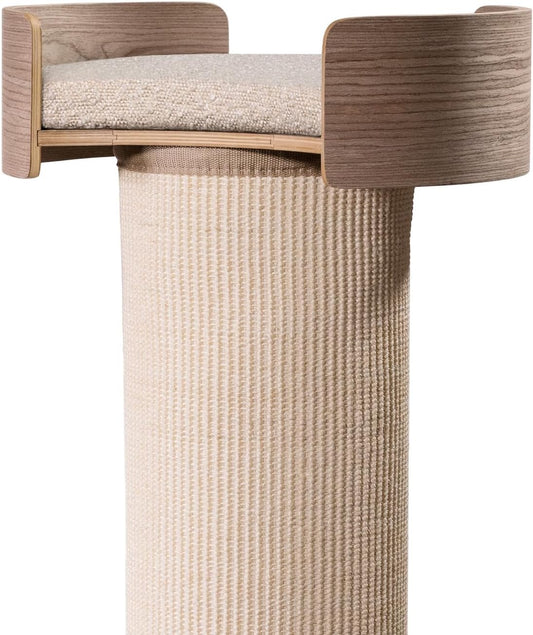 ONE FAST CAT - Giant Scratching Tower w/Perch - 44.5" Height with Replaceable Sisal and Removable Bed - Ash