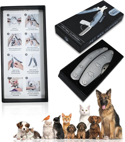 【2025 Quiet Design】 Dog Nail Clippers for Sensitive Dogs, Sharp Smoothest Nail Clippers for Large Medium Small Dog with Nail File & Comb, Cut Through Thick Nail in One Squeeze, Heavy Duty