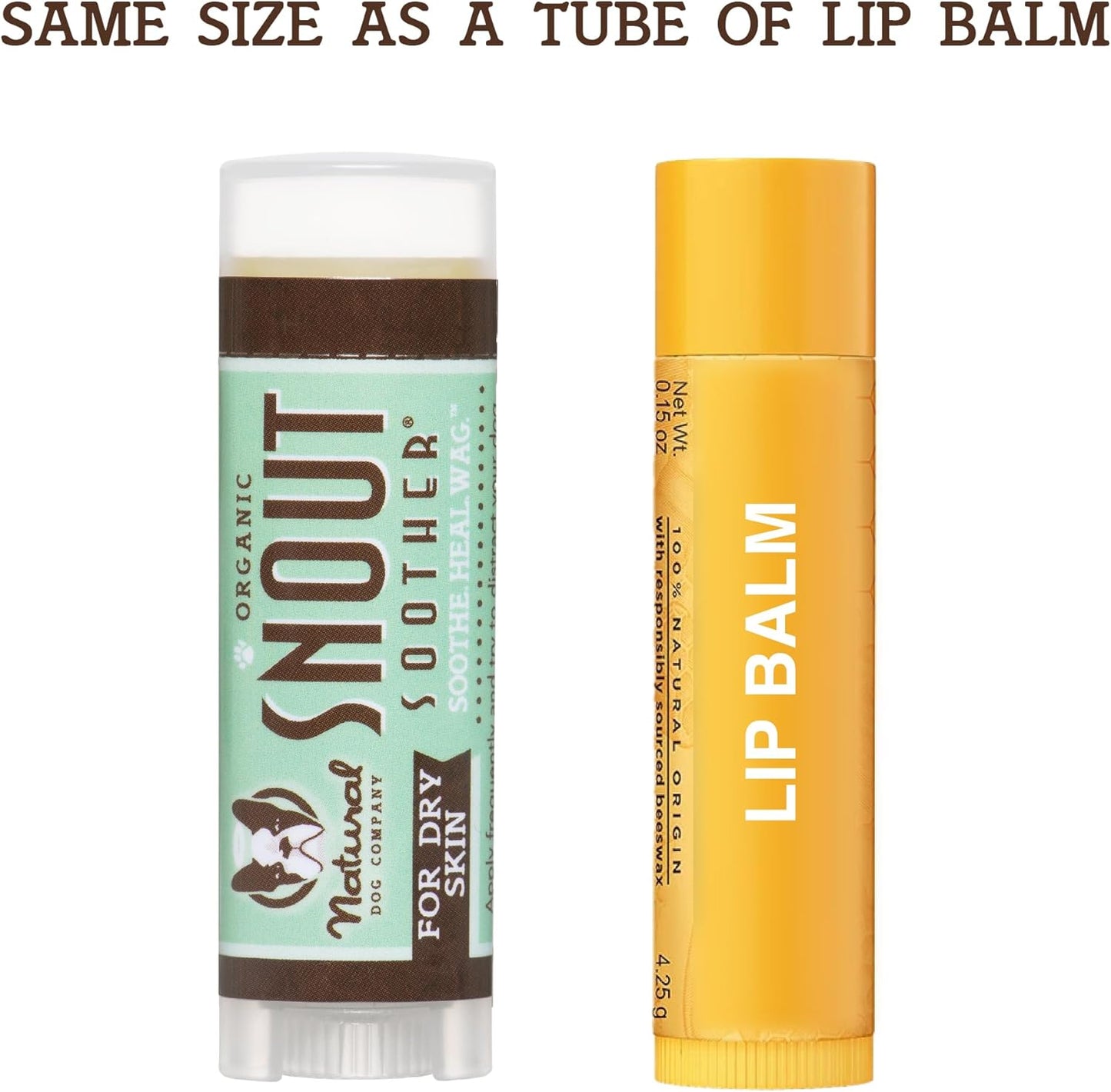 Natural Dog Company Snout Soother, Dog Nose Balm, Wax & Cream for Dry, Cracked Noses, Heals & Moisturizes with Shea Butter & Coconut Oil, Lick-Safe Nose Butter, Made in USA, 0.15 oz. Stick