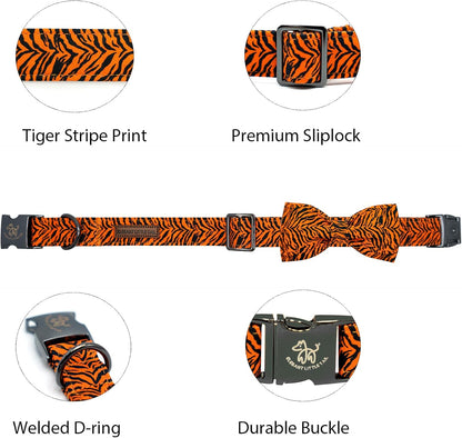 Elegant Little Tail Tiger Print Dog Collar, Large, Cotton, Unique Seasonal Design, Buckle Closure, Adult, Large Breed