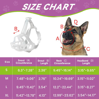 Glow-in-The-Dark Dog Muzzle, Basket Muzzle for Small Medium Large Dogs,Anti-Biting Chewing, Lightweight Cage Design,Allows Drinking & Panting,for Grooming & Training Size S