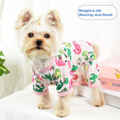 Dog Pajamas Pjs Summer Dog Clothes for Small Dogs Girl - Boy - Medium Size Dogs, Soft Stretchy Puppy Clothes Fall Doggie Onesies Cat Pet Jammies Outfit (Flamingo Pink, Large)