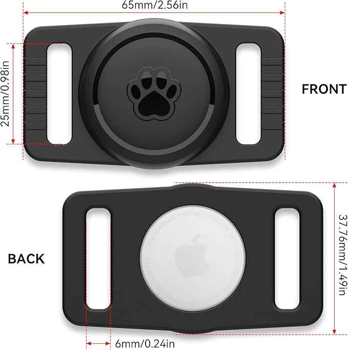 for Airtag Dog Collar Holder 2 Pack,Waterproof Dog Collar Holder for Apple AirTag(Gen 1 & 2),Silicone Air Tags Case for Dog Collars(Black)