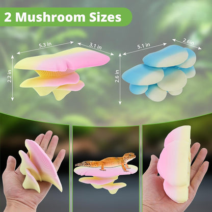 Mushroom Decor for Reptile Tank, Fish Tank, Pet-Safe Bearded Dragon Tank Accessories, Realistic Terrarium Plants for Leopard Geckos, Frogs, Snakes (Rainbow Cluster Cap, Randomly Ship)