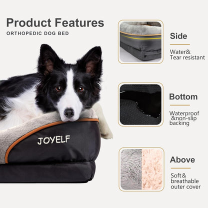 JOYELF XLarge Memory Foam Dog Bed, Orthopedic Dog Bed & Sofa with Removable Washable Cover and Squeaker Toy as Gift