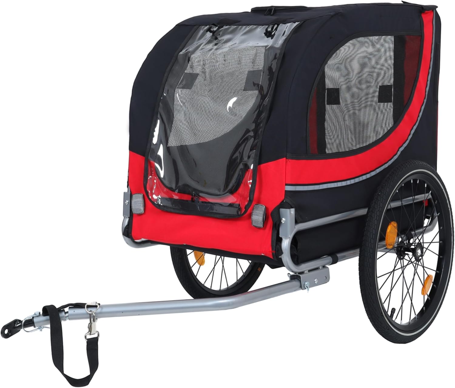 Blue-Grey Large Folding Bike Trailer for Dogs – Heavy-Duty Steel Frame, 66LB Capacity Pet Carrier for All-Terrain Cycling, Jogging & Camping Adventures! - Pawvie