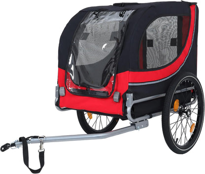 Blue-Grey Large Folding Bike Trailer for Dogs – Heavy-Duty Steel Frame, 66LB Capacity Pet Carrier for All-Terrain Cycling, Jogging & Camping Adventures! - Pawvie