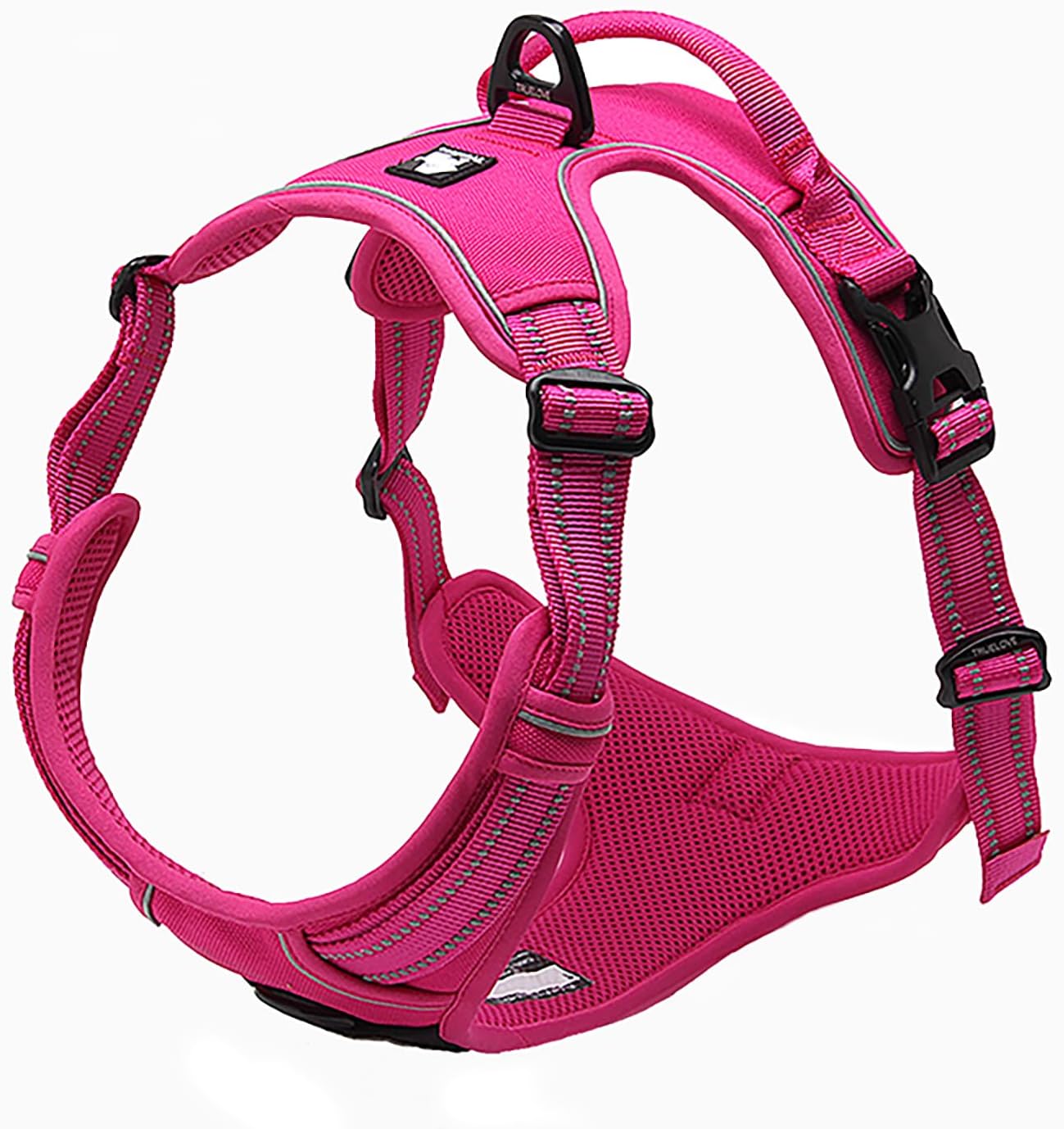 TRUE LOVE Adjustable No-Pull Dog Harness Reflective Pup Vest Harnesses Comfortable Control Brilliant Colors Truelove TLH5651(Fushcia,XL)