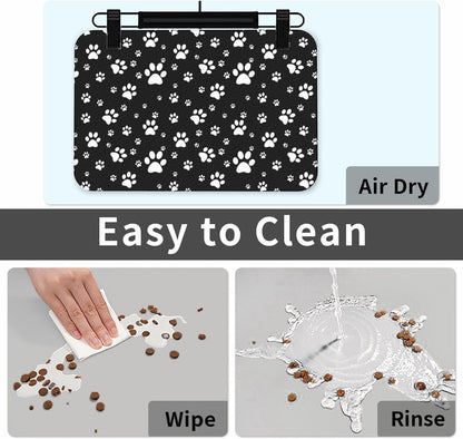 Kawaii Paws Dog Food Mat Absorbent Bowl Mats No Stains Quick Dry Waterproof Pet Cat Placemats for Food and Water, 30x45cm