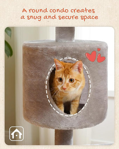 Multi-Level Cat Tree Tower for Indoor Cats, 51.2” Tall Cat Condo with Plush Perch, Scratching Posts & Cozy Hammock, Stable Cat Climbing Tower for Large Cats and Kittens
