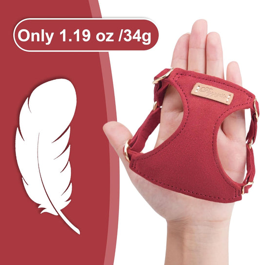 Puppytie No Pull Small Dog Harness with Multifunction Dog Leash,Lightweight Soft Adjustable No Choke Escape Proof Pet Harness Vest Pet Harness Vest,red Hawthorn,S