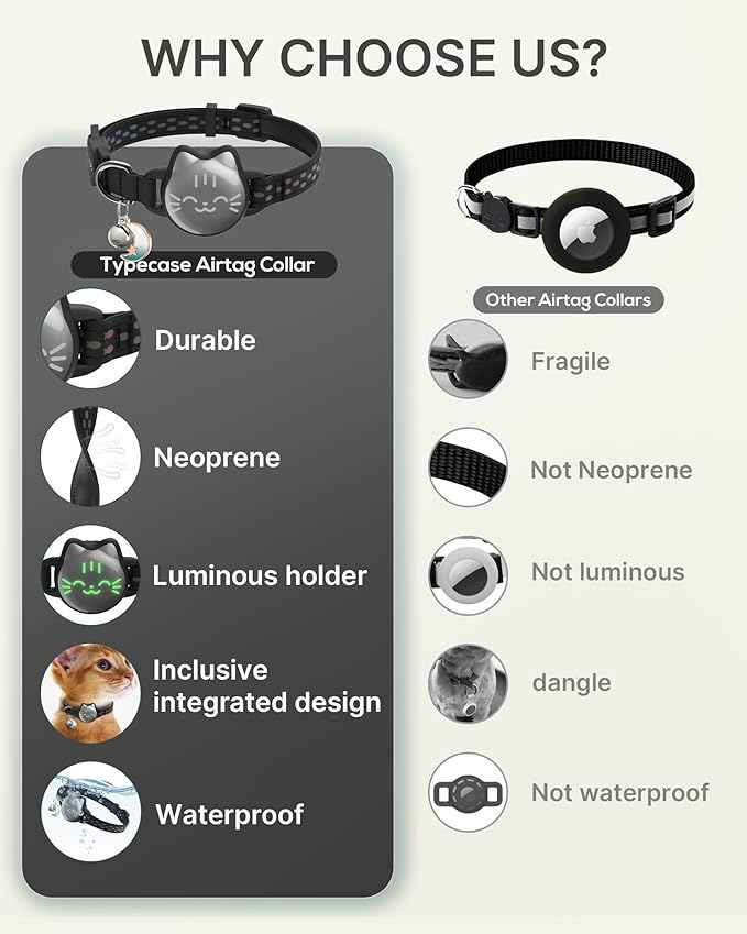 Waterproof Airtag Cat Collar, Breakaway Cat Airtag Collar with Luminous & Reflective Fish Pattern, Lightweight Kitten Collars for Apple Air tag, Hidden GPS Tracker Holder for Cats, Kittens(9-13")