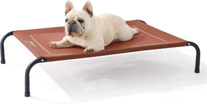 Bedsure Outdoor Elevated Dog Bed Medium Size Dog, Portable Indoor & Outdoor Cooling Raised Cot Pet Hammock Bed with Skid-Resistant Feet, Frame with Breathable Mesh, Terracotta, 43 inches
