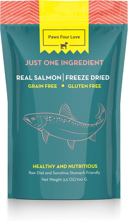 Organic Freeze Dried Dog & Cat Treats - Single Ingredient, Grain Free Food Toppers for Healthy Pets, No Fillers or Preservatives (3 Bag, Salmon)