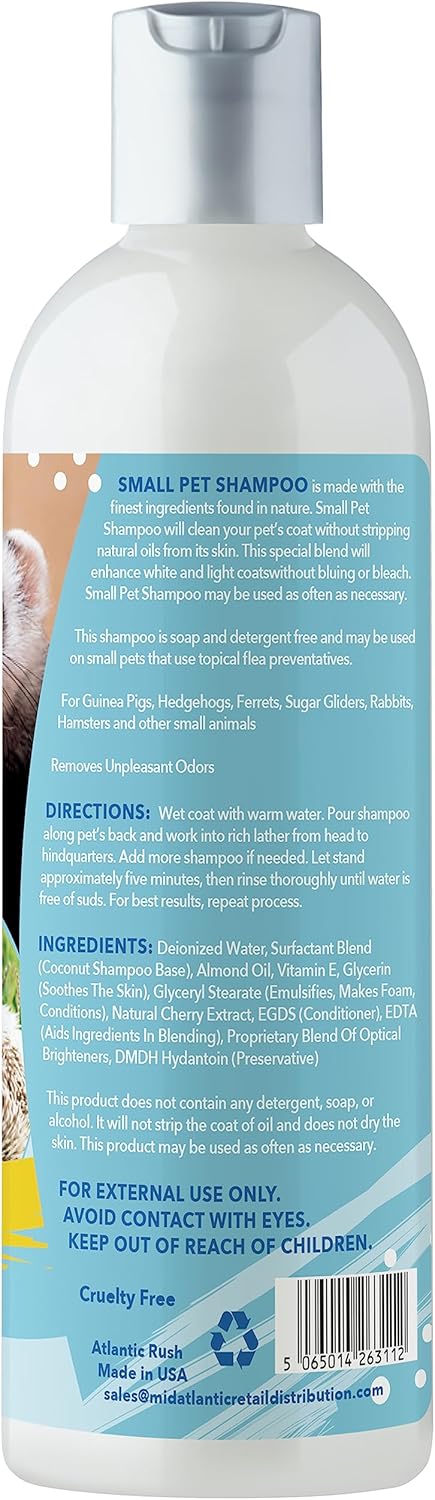 Critter Shampoo for Small Pets -Small Animal Fragrance & Detergent Free Shampoo - Sensitive Skin Shampoo for Ferrets, Guinea Pigs, Rabbits, Hedgehogs, Hamsters & Sugar Gliders (8 oz Fragrance Free)