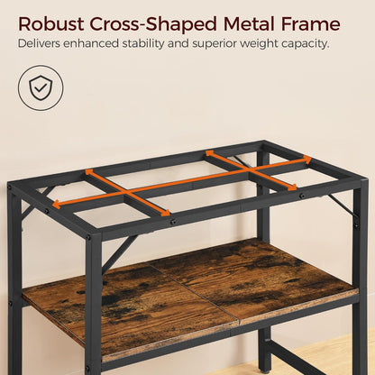 40-50 Gallon Fish Tank Stand, Aquarium Stand with 2-Tier Storage Shelves, Heavy Duty Breeder Turtle Terrarium Stand Rack for Home Office, 36.2" L x 18.9" W x 24.4" H, Rustic Brown FTHR4001