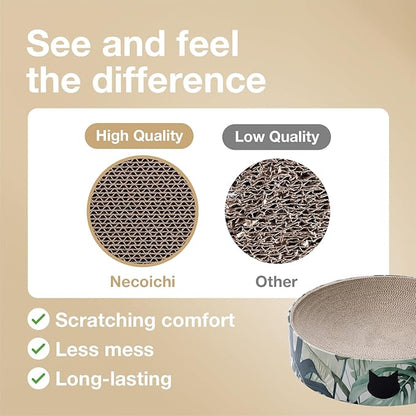 Necoichi Cat Scratcher Bowl for Indoor Cats - Cat Scratching Lounger with Reversible Usability and Extra Comfort for Lounge, Cardboard Bed Couch / (XL, Oak)
