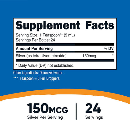 Nutricost Colloidal Silver 4oz - Cobalt Blue Glass Bottles, Bio-Active Colloidal Silver