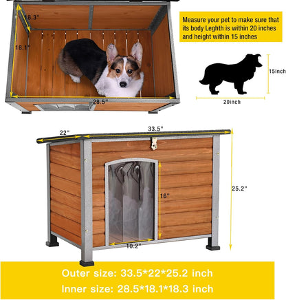 Aivituvin Dog House Outdoor & Indoor Unique All-Around Iron Frame Dog Kennel for Winter with Raised Feet Weatherproof for Small & Medium & Large Dogs