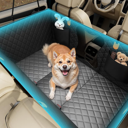 Waterproof Dog Car Seat Cover for Back Seat – Heavy Duty Back Seat Extender for Dogs with Hard Bottom, 7-Layer Protection, Non-Slip & Scratchproof, Easy to Install (Black) - Pawvie