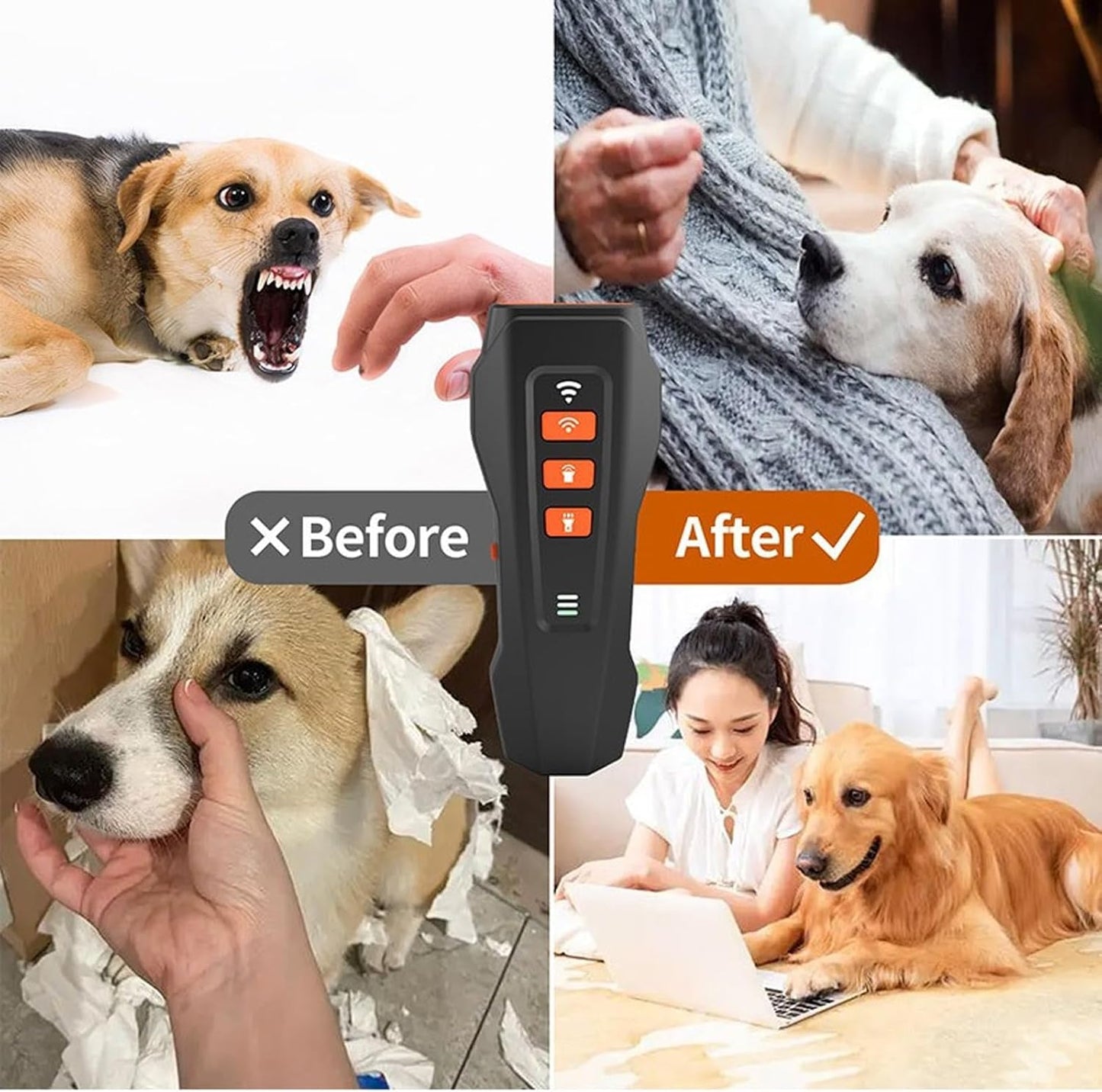 No Bark Ultra, Nobark Ultra Dog Bark Deterrent Device - Long Range Ultrasonic Anti Barking Device for Indoor & Outdoor, Stop Puppy from Crying at Night, Rechargeable Bark Shield for Dogs (Black*3)