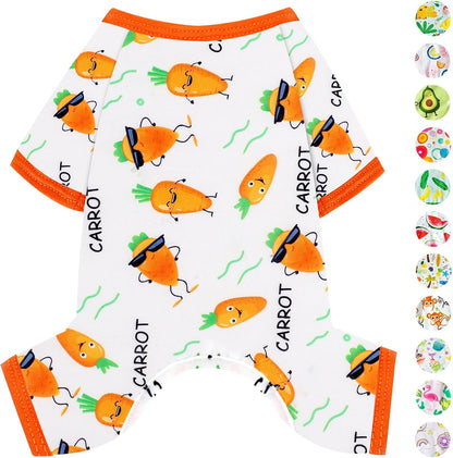 Dog Pajamas Pjs Spring Summer Dog Clothes for Small Dogs Girl - Boy - Small Size Dogs, Soft Stretchy Puppy Clothes Doggie Onesies Cat Pet Jammies Outfit, Carrot, XS
