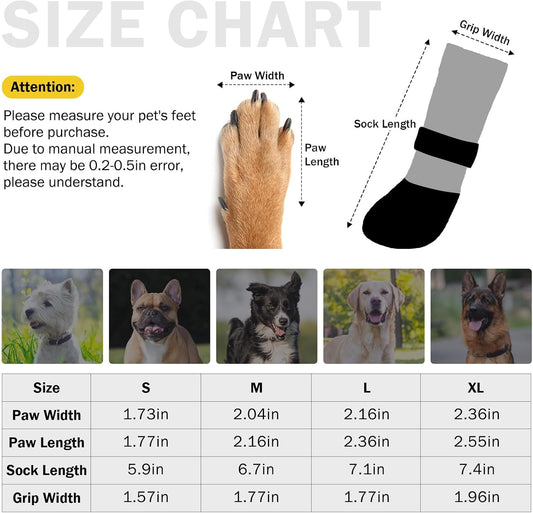 SCENEREAL Anti Slip Dog Boots & Paw Protectors for Hardwood Floor, Extended Dog Socks to Prevent Licking Paws, Waterproof Pet Snow Rain Shoe for Winter Small Puppy Senior Dogs, Grey S