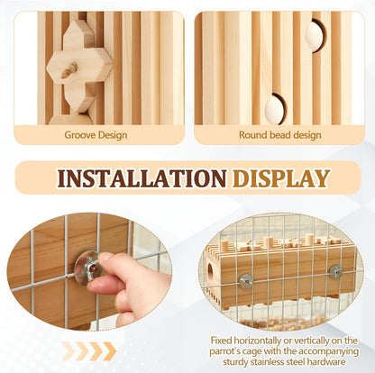 12 x 5 x 4 Inches Extra Large Bird Parrot Toy Activity Block Multicolored Natural Wooden Parrot Cage Chewing Toys for Large Medium Macaws Cockatoos African Grey Birds