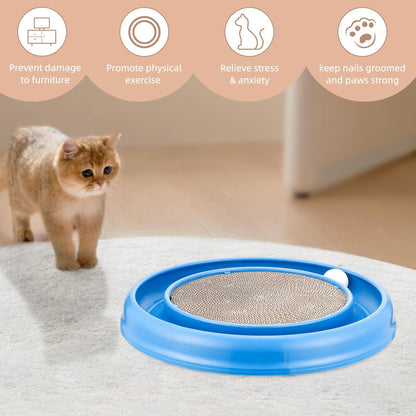 Cat Scratching Board with Balls for Cats Grinding Claw, Round Cat Scratcher Interactive Toy, Cat Ball Track Scratcher Pad for Cats Exercise Play(Grey)