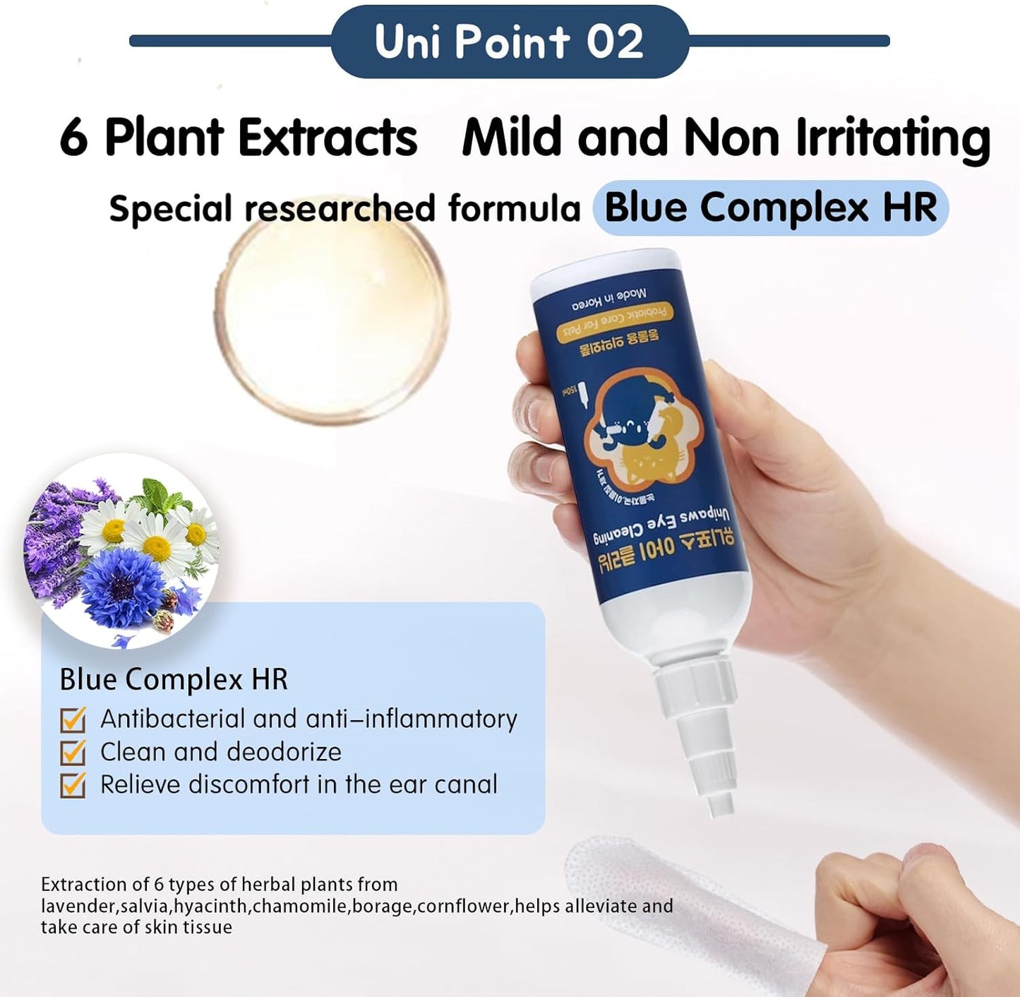 UNIPAWS Dog & Cat Eye Area Cleaner with Wipes – Vet-Recommended Tear Stain Remover – 5.1 fl oz Cleaner + 50 Dry Finger Wipes – Probiotic & Plant Formula, Gentle Grooming Care