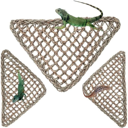 kathson Bearded Dragon Hammock, Bearded Dragon Accessories, Natural Seagrass Reptile Hammock, Reptile Lounger Habitat Decor for Chameleons, Lizards, Geckos, and Snakes（11 x 7.8 x 7.8 inches, 2 PCS）