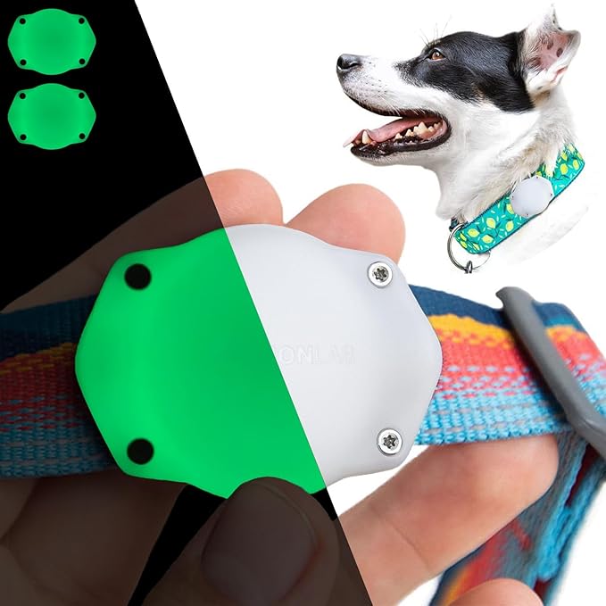 Elevation Lab AirTag Dog Collar Holder - TagVault - IP68 Waterproof, Doesn't Dangle, Fits All Width Collars Glow in The Dark (2 Pack)