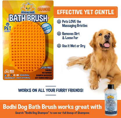 Bodhi Dog Shampoo Brush - Pet Grooming & Bath Supplies for Dogs and Cats - Bath Brush for Long & Short Hair - Premium Scrubber for Shower, Bathing & Massage (One Pack, Orange)