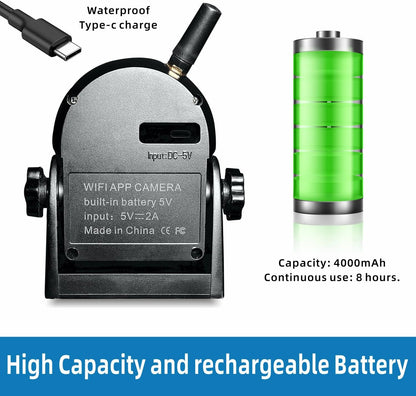 Magnetic Wireless Backup Camera-WiFi Reversing Camera with Rechargeable Battery, IP68 Waterproof, 1-min Installation, for Hitching Gooseneck Horse Trailer/Boat/RV/Pickup/Truck/Minivan