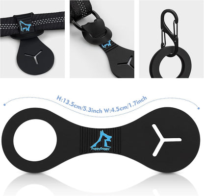 PuppyDoggy Dog Poop Bag Holder for Leash Waste Bag Carrier Dog Poop Bag Dispenser for Walking Running Bicycle Accessory 4 Pieces (Black + Blue)