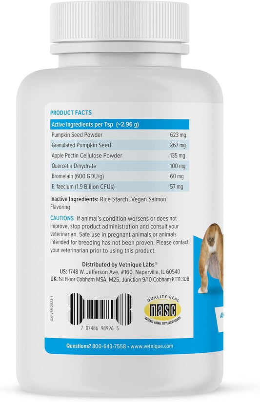 Glandex Dog Fiber Supplement Powder for Anal Glands with Pumpkin, Digestive Enzymes & Probiotics - Vet Recommended (Regular or Advanced Strength) - Boot The Scoot (5.5 oz, Vegan Salmon)