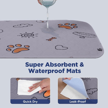 Washable Pee Pads for Dogs, 2 Pack Large 34"x36" Super Absorbent Reusable Puppy Pads Pet Training, 100% Waterproof Non-Slip Pad Whelping Dog Playpen Crate Mat for Potty