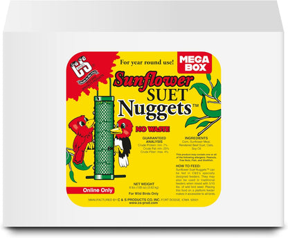 C&S Sunflower Suet Nuggets, Suet Nuggets for Wild Birds, 8 Lbs