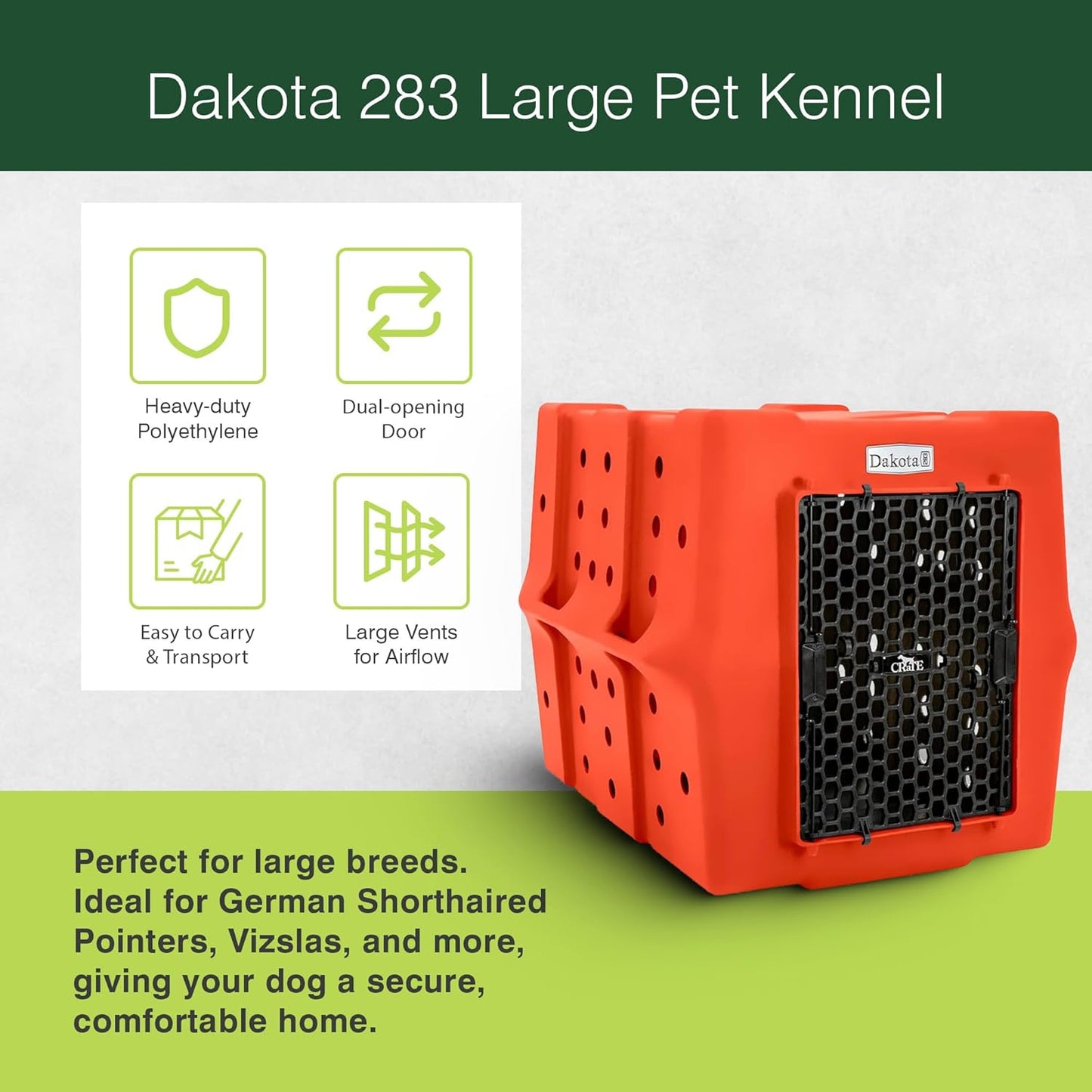 Dakota 283 Crate - Canine Rough and Tough Economy Kennel (Orange, Large)