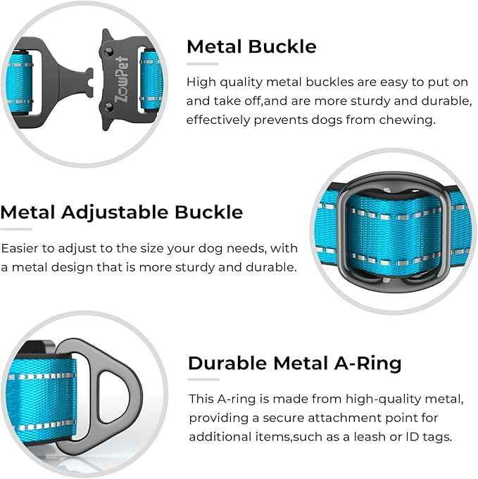 2026 Upgrade Airtag Dog Collar, Reflective Dog Collar with Airtag Holder, IP68 Waterproof| Metal Buckle| Ultra-Durable| Comfortable Padded, GPS Dog Collars for Medium Large Dogs (Blue,L)