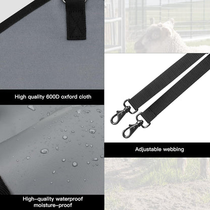 3 Packs Goat Hay Feeder,Hay Bags for Goats,Horses,Sheep,Premium 600D Oxford Cloth,with Metal Fastener and Adjustable Open Feed Hole for Slow Feeding. (1 Black+2Grey)