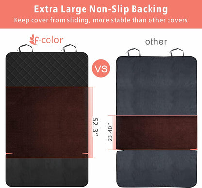 F-color SUV Cargo Liner for Dogs, Water Resistant Pet Cargo Cover Dog Seat Cover Mat for SUVs Sedans Vans with Bumper Flap Protector, Non-Slip, Large Size Universal Fit, Paw Print - Pawvie