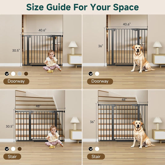 Cumbor 29.7-40.6" Baby Gate for Stairs, Baby Essential Safety Gate, Mom's Choice Awards Winner-Dog Gate for Doorways, Pressure Mounted Auto-Close Pet Gates for Dogs Indoor, Durable Child Gate, Black