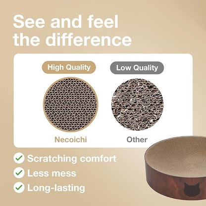 Necoichi Cat Scratcher Bowl for Indoor Cats - Cat Scratching Lounger with Reversible Usability and Extra Comfort for Lounge, Cardboard Bed Couch / (XL, Dark Cherry)
