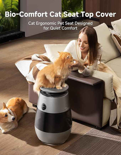 ‌Dreame Pet Air Purifier, 1346 ft² for Home Large Room, NeverChange 5.4-Year Filters for Odor Purification, 360° Visual Collection of Hair, ‌Pet-Friendly Design, APP & Voice Control, AP10-Grey