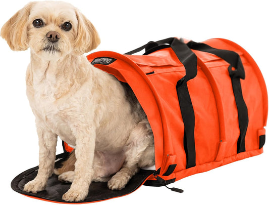 SturdiBag Pro 2.0 Pet Travel Carrier for Cats and Dogs | Soft Sided Pet Carrier Bag with Safety Clips and Seatbelt Straps for Car Travel | XL, Orange - Pawvie