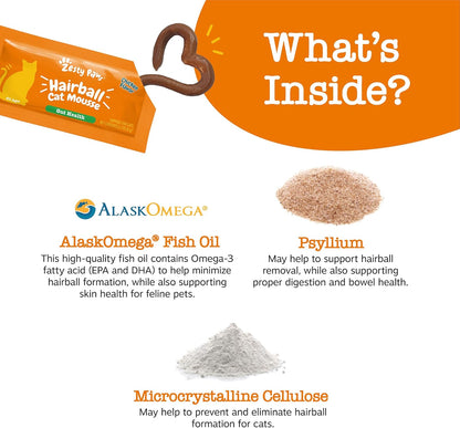 Zesty Paws Hairball Cat Mousse - Lickable Cat Treats Squeeze Up - Squeeze Furball Control - Puree Tube Treats for Digestive Support - Skin & Gut Health - Chicken 3ct