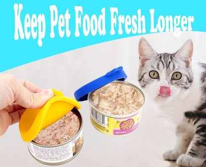 Comtim 3 Pack Cat Food Can Lids, Silicone Small Pet Food Can Lids Covers for 3 oz Cat Food Cans