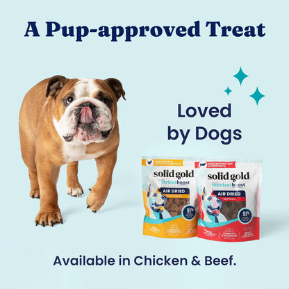 Solid Gold Air Dried Dog Food Toppers for Dry Food - Healthy Dog Treats w/Real Beef & Superfoods - Serve as a Complete Meal, Topper or Treats - Supports Muscle Growth, Immunity & Digestion - 1lb