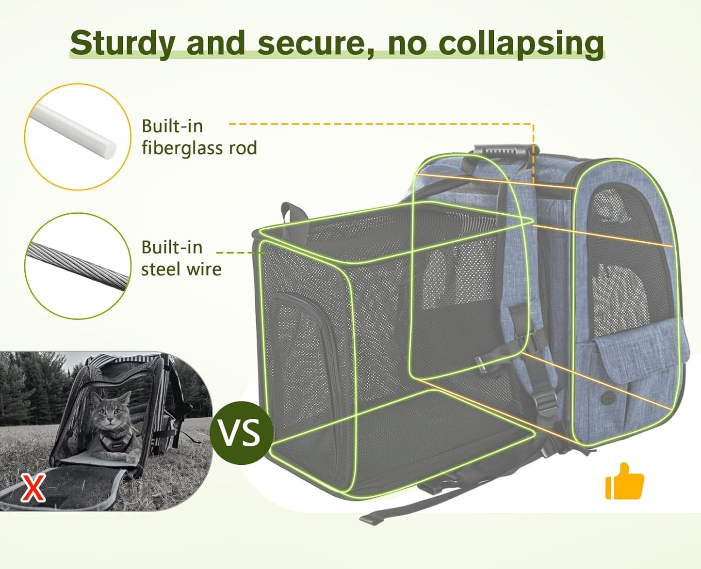 Pecute Pet Carrier Backpack, Large Cat Carrier Backpack, Expandable Cat Backpack with Breathable Mesh for Medium Large Cats, and Small Dogs, Dog Backpack Carrier for Travel Hiking Blue - Pawvie